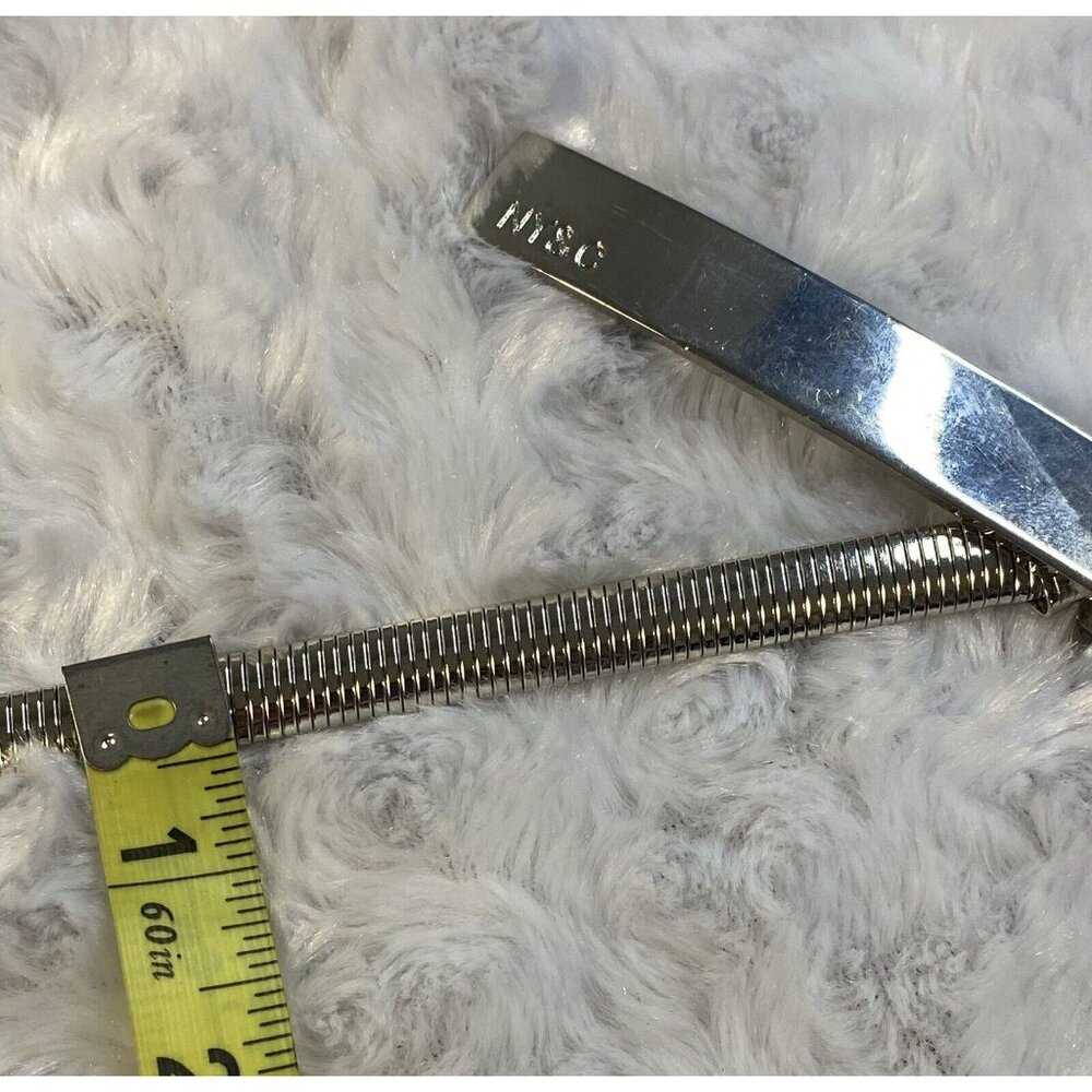 NY & Co Women's Belt 29” Silver VTG Coil Slinky Dress Logo Metal Stretch - Picture 6 of 6